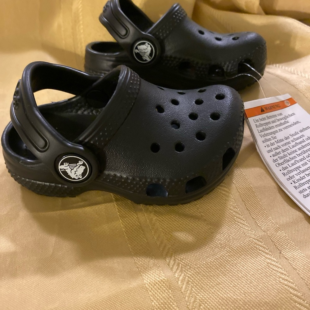 Croc Baby Toddler Size 4 Black Rubber Clog Shoes #CE40 **New**